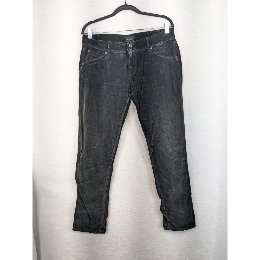 Hudson Jeans Black Corduroy‎ Collin Flap Skinny Stretch Jeans Double Button 29